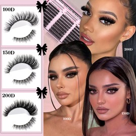 Goddvenus Eyelash Clusters Volume Waterproof Cluster Lashes D Curl Faux Mink Cluster Eyelash Extensions Fluffy Individual Lashes 240pcs and Bottom Lashes 60pcs for DIY Eye Lash Extension