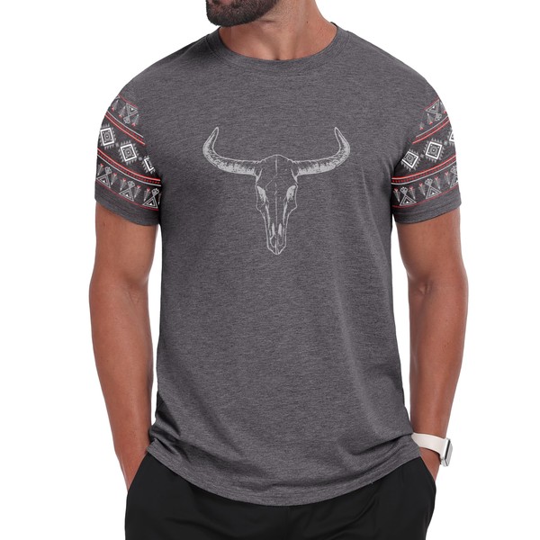 Men's T-Shirts Casual Summer Western Aztec Print Short Sleeve Tops