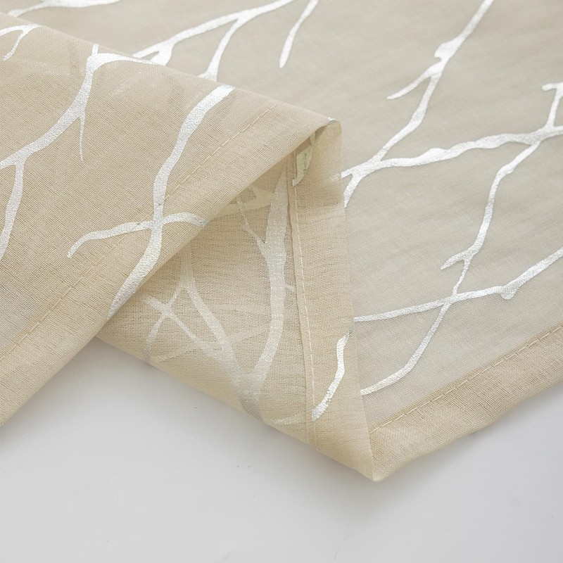 Kotile Shimmer Taupe Sheer Curtains 84 Inches Long 2 Panels
