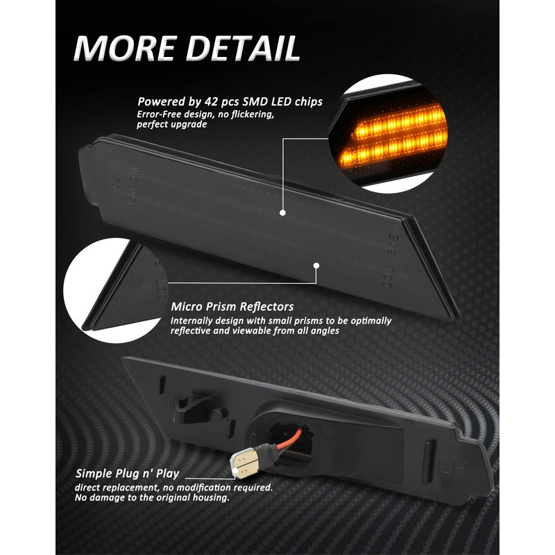 Bestview Side Marker Light Assembly, Front Bumper Side Marker Lamps