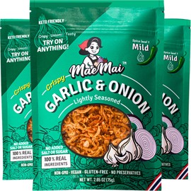 MaeMai Crispy Onion Garlic Flakes (MILD) Value Pack – Light Heat Crunchy Fried Onion & Garlic, Ramen Rice & Salad Topping, Gluten Free, Vegan, 9.51 oz (270g) – 3 Pack
