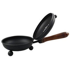 Black Iron Incense Burner with Wooden Handle and Folding Lid – Premium 4.72-Inch (Diameter) Censer for Burning Incense and Herbs on Charcoal – Elegant and Durable Design for Aromatherapy