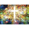 Leyiyi 7x5ft Glowing Cross Backdrop Holy Bible Cross Stained Glass