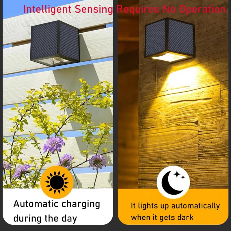 CNAHIWO Solar Sconce Lights Outdoor, Motion Sensor, Dimmable Up and