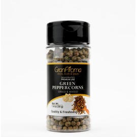 GranAroma Green Peppercorns, Whole & Dried, Fresh Flavor (1.4 Ounce)