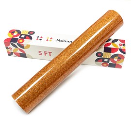 Mcirurn Bronze Glitter Heat Transfer Vinyl, 12" x 5ft Htv Vinyl, Glitter Iron-On for T-Shirts, Shirts Crafts, Easy Cutting and Weeding, Custom Glitter Gifts.