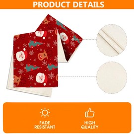 CJWLKJ Linen Christmas Table Runner 72 Inches Long, Red Santa Claus/Christmas Tree/Deer Table Runners, Seasonal Winter Xmas Holiday Kitchen Dining Table Decoration for Indoor Outdoor Home Party Decor