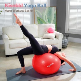 kisnbld Exercise Ball, Extra Thick Yoga Ball for Workout Pregnancy Stability, 4 Sizes Anti-Burst Balance Ball with Foot Pump - Heavy Duty Fitness Ball Chair for Office, Home & Gym