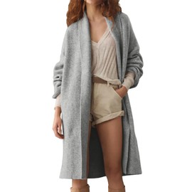 Saodimallsu Womens Open Front Chunky Cardigan Long Oversized Loose Knit Coatigan Sweater Jacket 2024 Fall Coats Light Grey