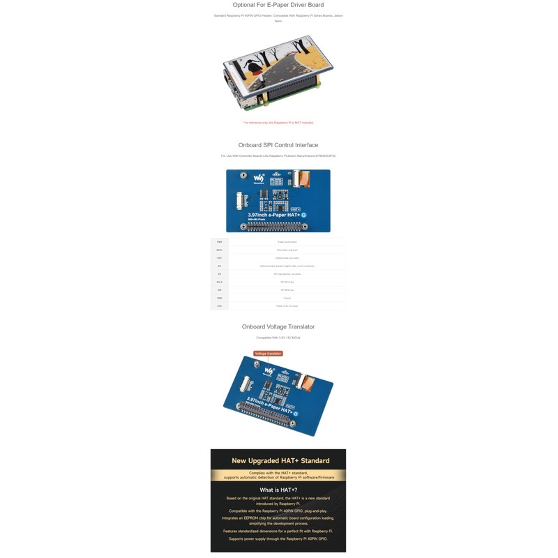 3.97 inch E-Ink Display Module with SPI Interface, 800 x