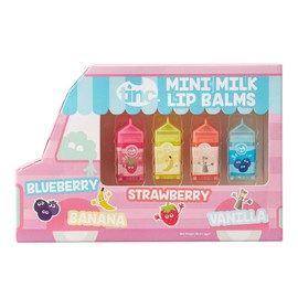 Tinc Mini Milk Lip Balms - Delicious Fruity Scents: Strawberry, Banana, Vanilla and Blueberry - Keeps Lips Moist - Gift Idea - Four Scents