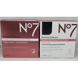 No7 Restore & Renew FACE & NECK MULTI ACTION Day/Night Creams 2 x 50ml