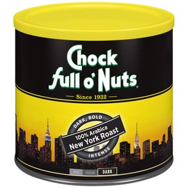 Chock Full o' Nuts New York Roast Ground Coffee – Premium Beans in Recyclable Steel Can – Rich Flavor & Aroma, Dark Roast – Perfect for Drip, Pour-Over, Percolator – 23 Oz Can