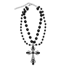 NAMEOF Gothic Necklace, Women's Cross, Cross, Choker, Black, Beads, Grunge, Punk Lolita, Accessories, Adjustable, Cosplay, Costume, Accessories, Gothic Lolita, V Series, Metal, No Gemstone