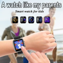 iCHOMKE Smart Watch for Kids, Girls Boys Smartwatch with 26 Games Camera Video Recorder and Player, Pedometer Calendar Flashlight, Audio Book etc., Gifts for 4-12 Years Children (Black)