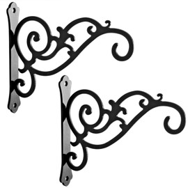 HongKim 2 Pieces 6-Inch Outdoor Indoor Small Decorative Iron Wall Hooks for Hanging Lanterns Solar Lights Hummingbird Feeders Wind Chimes Hangers, Black
