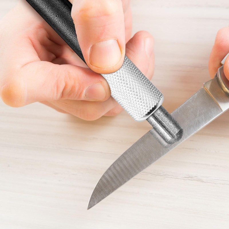 Honoson 2 Pieces Diamond Retractable Knife Sharpener Steel Sharpening Rod
