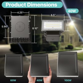 LED Wall Pack Light 40W: ETL Listed 0-10V Dimmable - 2PACK 5000K 5200lm Wall Pack Lights Outdoor LED with Photocell - IP65 Waterproof Adjustable Cut Off Lights for Warehouse Yard Barn Garage