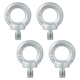 Zadery 1/2"-13 Lifting Eye Bolts, Drop Forged C15 Galvanized Threaded Fastener, UNC Standard Ring Shape Lifting Eye Bolt, 4 Packs