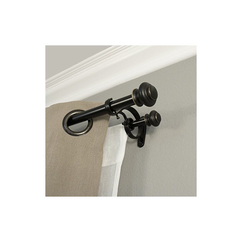 Decopolitan Decopolitan Urn Telescoping Double Drapery Rod Set, 36-72", Antique