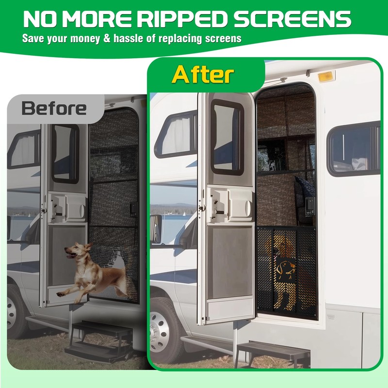 Aluminum RV Screen Door Protector for Dogs, Camper Door Screen