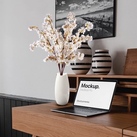 Sggvecsy Artificial Cherry Blossom Branches Faux Cherry Flowers 39 Inch Peach Branches Silk Tall Stems for Home Wedding Table Vase Decor (4 Pcs, Ivory)