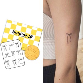 Boldink Semi-permanent tattoos, realistic fake tattoos, last 7-15 days, waterproof non-reflective temporary tattoo stickers, cruelty-free, uniquely designed exquisite packaging（Bowknot）