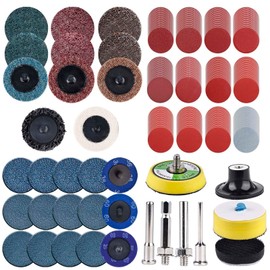 Pack of 270 Sanding Discs 50 mm, Velcro for Drills and Sanders with 3 mm and 6 mm Shaft Support Plate, Includes 2 Inch Sandpaper in 36-3000 Grit, Sanding Discs Pad Kit Polishing Pad Adapter