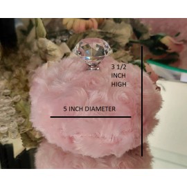 Renditions Dusty Baby Girl Pink Dusting Powder Body Puff ~ Crystal Handle