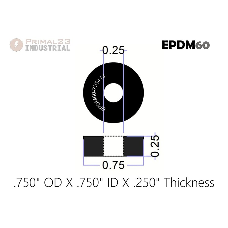 (25 Pack) Thick Rubber Washers 3/4" OD X 1/4" ID