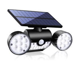 AJP Distributors 360-Degree Rotatable Security 30 LEDs Round Solar Panel Light with Motion Sensor IP65 Waterproof 6500K Illumination Spotlight Lighting Dual Flood Lights Porch Patio Yard Garage