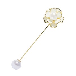 Camellia Flowers Brooch Safety Pins for Women Girls Cardigan Sweater Shawl Clip Clasp Faux Pearl Lapel Pins Fashion Simple Suit Tie Art Deco Accessories Birthday Mother's Day Valetine's Day Gifts