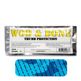 WOD&DONE Premium Pre-Cut Athletic Thumb Protection Tape for Cross Fitness Olympic Hook Grip Weightlifting (Blue, 2pk)