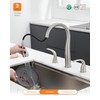 TIORIY 3 Hole Kitchen Faucet with Pull Down Sprayer, Brushed