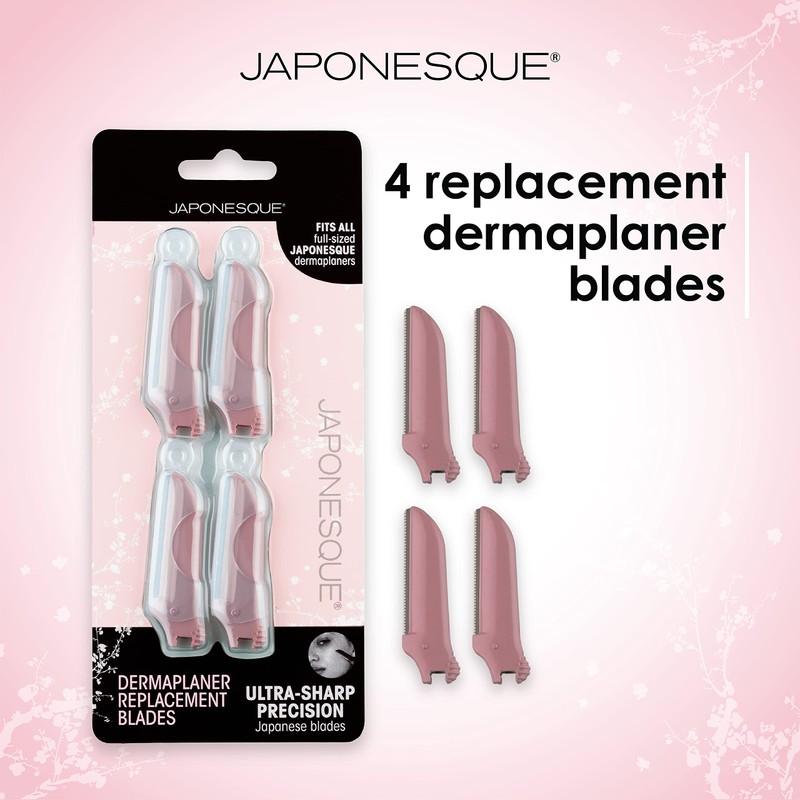 JAPONESQUE Dermaplaner Replacement Blades 4-Pack, Facial Razor Blade Heads Only