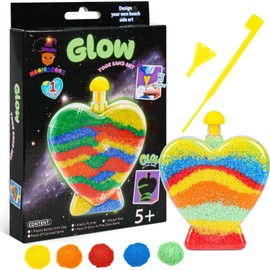 MAGICACORN Glow Sand Art Kit for Kids – DIY Creative Craft Activity, Sand Art Bottle with Glow-in-The-Dark Effect, Arts and Crafts Gift for Kids Age 5-12, Fun Busy Activity, Gift Ideas (Heart)