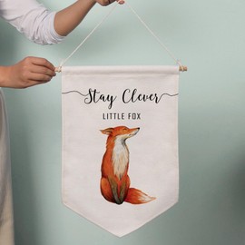 Stay Clever Little Fox, Pennant Flag Wall Art Banner, Little Fox Canvas Hanging, Fox Print, Nursery Wall Art, Fox Nursery, Woodland Nursery, Fox Wall Art, Nursery Room Wall Decor, Kids Room Banners