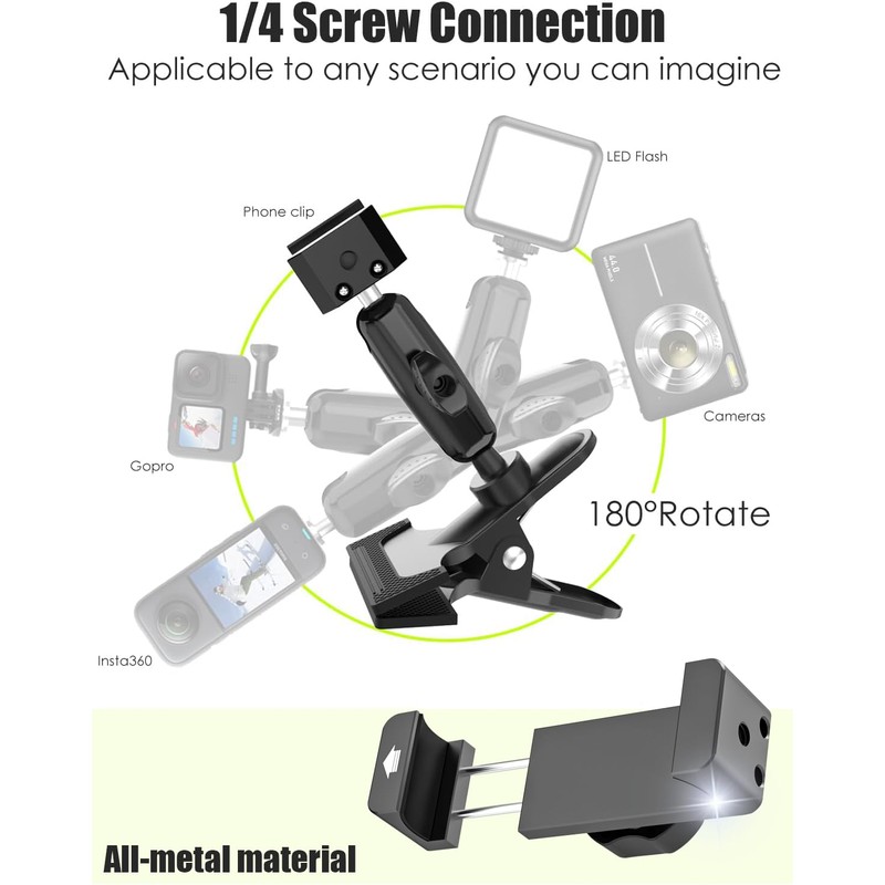 Charchendo Car Sun Visor Short Metal Arm Phone/GoPro Mount 4-7"