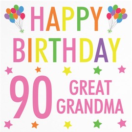 Hunts England - Great Grandma 90th Birthday Card - Happy Birthday - 90 - Great Grandma - Colourful Collection