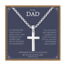 Cross Necklace Gifts for Men Him, Silver/Gold/Black Cross Necklace Stainless Steel Cross Pendant Necklaces for Men Anniversary Birthday Christmas Gifts for Dad Son Husband Boyfriend from Daughter Wife, Metal, not known
