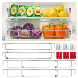 Sissatthai 4Pcs Rv Fridge Bars Adjustable Rv Refrigerator Bars Tension Rods 12.4-22.5 Inches, Stainless Steel Camper Fridge Accessories Bar for Cabinet Kitchen Travel