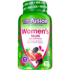 Vitafusion Gomitas multivitamnicas para mujeres, vitaminas diarias con sabor a bayas con fresa, para mujeres con vitaminas A, C, D, E, B-6 y B-12,... 