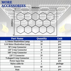 Hexagon Led Lights, Hexagon Garage Lights, 14 Grids High Brightness 680W 88400 Lumens Honeycomb Lights Ceiling for Auto Beauty Detailing Shop,Exhibition Hall, Gym