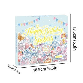 200pcs Happy Birthday Holographic Stickers Pack, Sparkly Birthday Party Supplies, Vinyl Waterproof Stickers for Water Bottles Cell Phones Guitars Laptops, Gifts for Girls Kids Teens Adults (Fete)