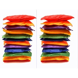 Dondor Multicolored Bean Bags, Strong Nylon Bean Bags, 5" Inch (Multicolored, 24 Pack)