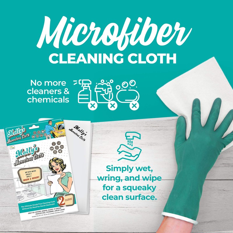 Molly's Marvelous Cloth, Streak-Free, Lint-Free Microfiber Cleaning Cloth, Polishing Cloth