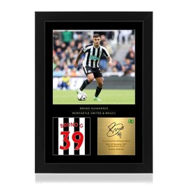 Win FC Bruno Guimaraes Signed A4 Framed Photo Display - Reproduced Digital Signature - Gift For Newcastle United