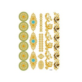 FEIFEI'S BOW 10 Sheets Women Men Gold Fashion Metallic Temporary Tattoos Waterproof Stickers Festival Fake Jewelry Tattoos Body Art (Set02)