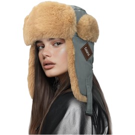 CLAPE Trapper Hat Warm Faux Fur Ushanka Hat with Ear Flaps Windproof Waterproof Hunting Ski Russian Winter Hats for Men Women