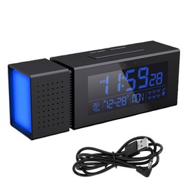 TSP30 Night Light Digital Clock Alarm with FM Radio Temperature and Humidity Monitor(Black )
